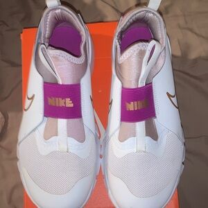Nike White and Pink Slip-On Shoes